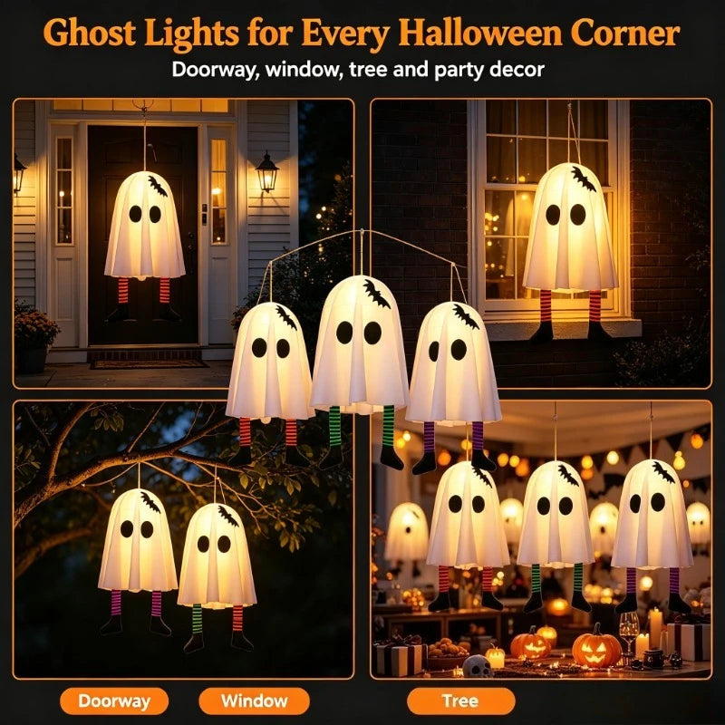 Halloween Light-Up Ghost with Striped Legs