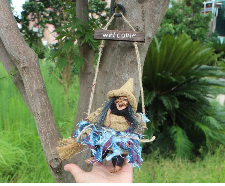 Halloween Swinging Witch Welcome Sign