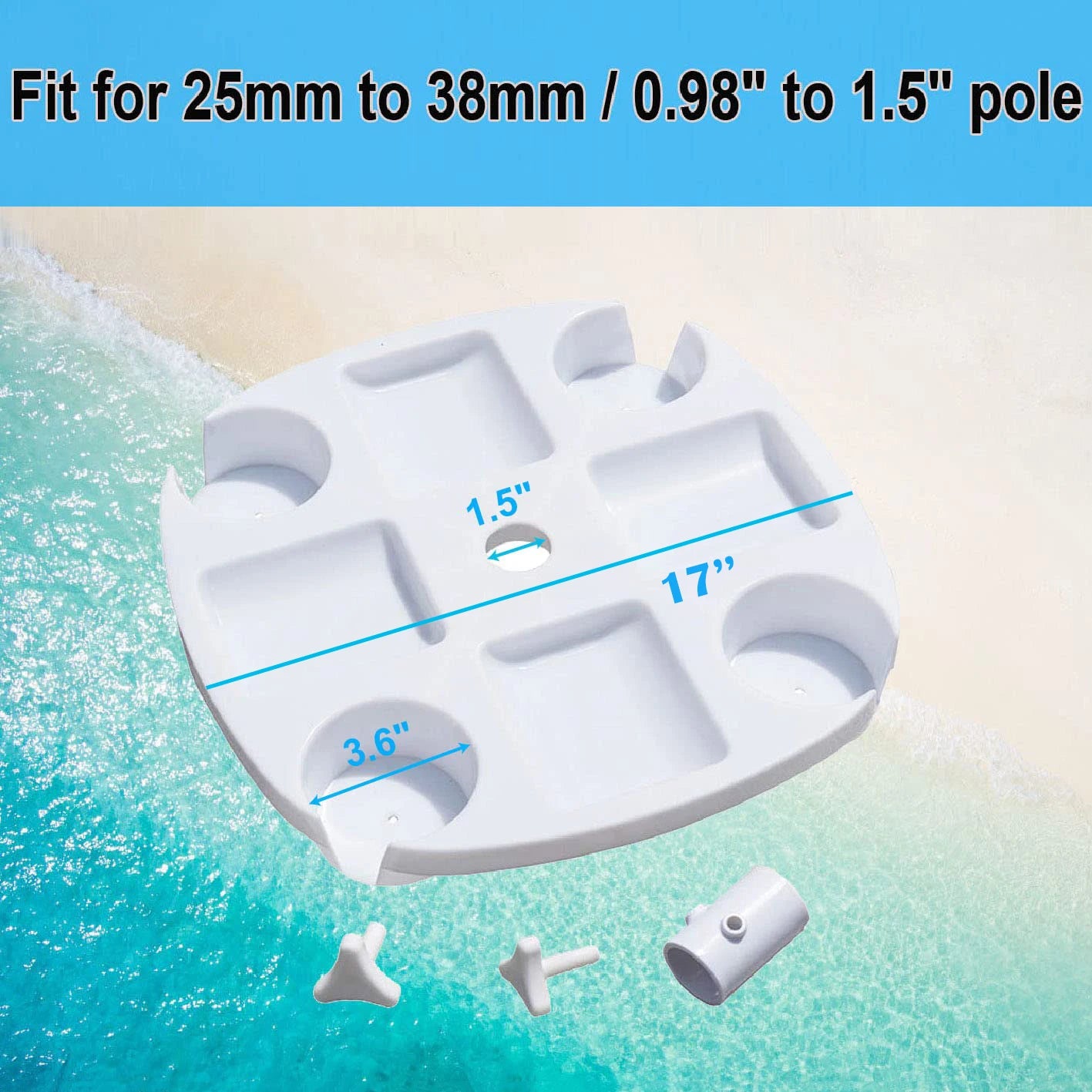 Beach Umbrella Tray with Cup Holders