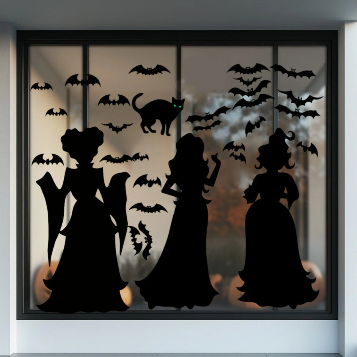 Halloween Witch & Bat Window Decals