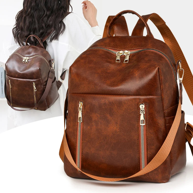 Stylish Solid Color Women’s Backpack