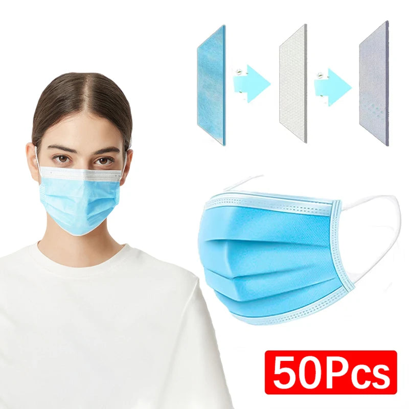 50Pcs 3-layer protective Face Masks