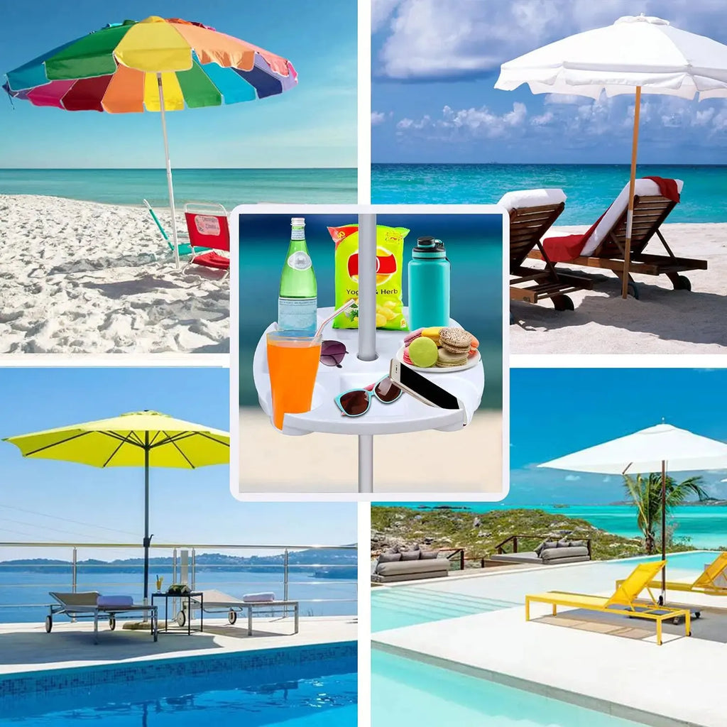 Beach Umbrella Tray with Cup Holders