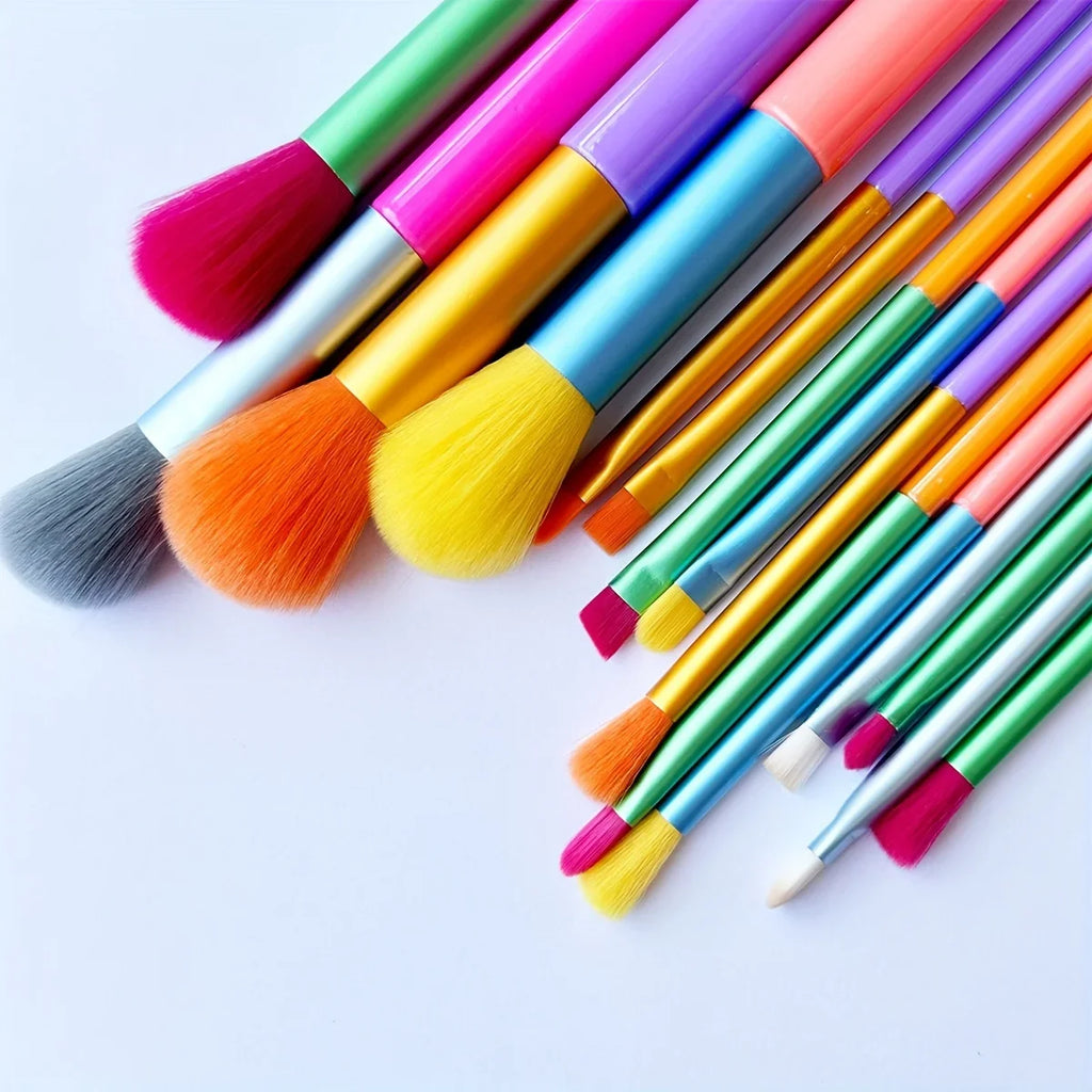 15pcs Makeup Brush Set – Colourful