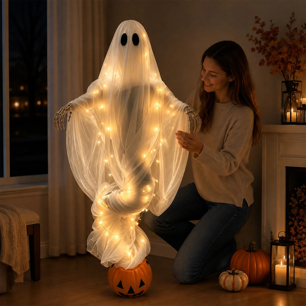 Halloween Light-Up Ghost & Pumpkin Decoration