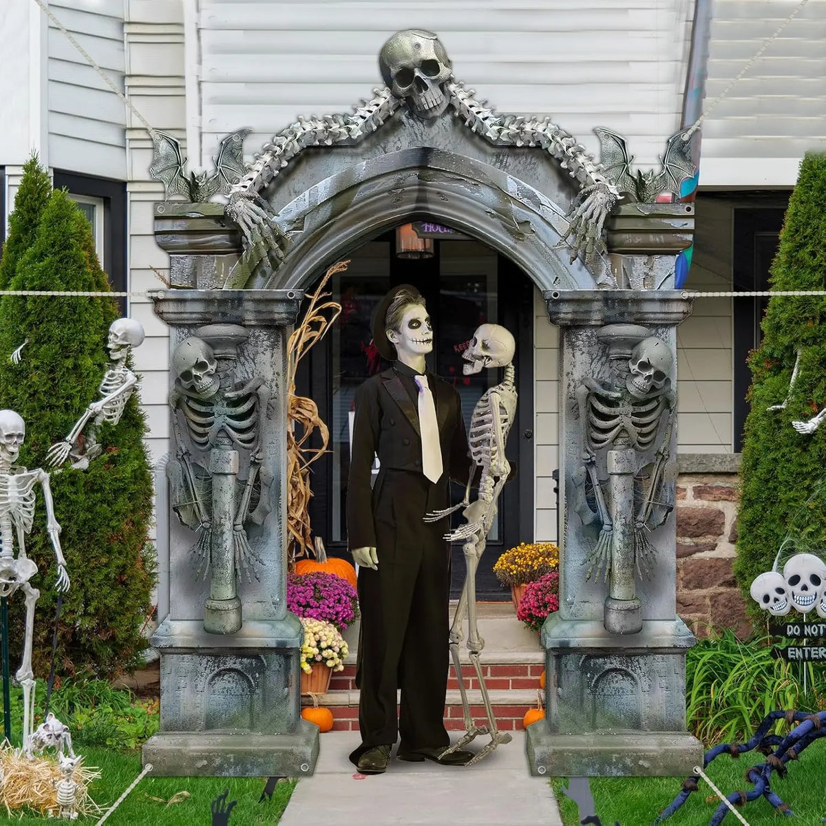 Halloween Skeleton Gate Backdrop