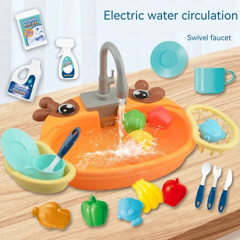 Kids Electric Kitchen Sink Play Set