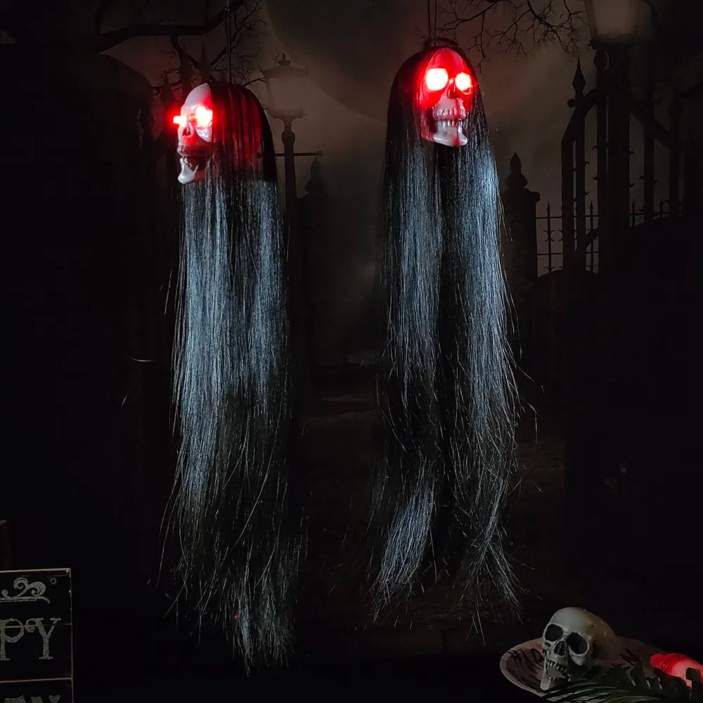 Halloween Long-Haired Light-Up Skull