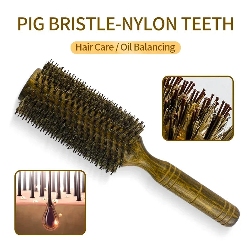 Professional Salon Boar Bristle Round Hair Brush