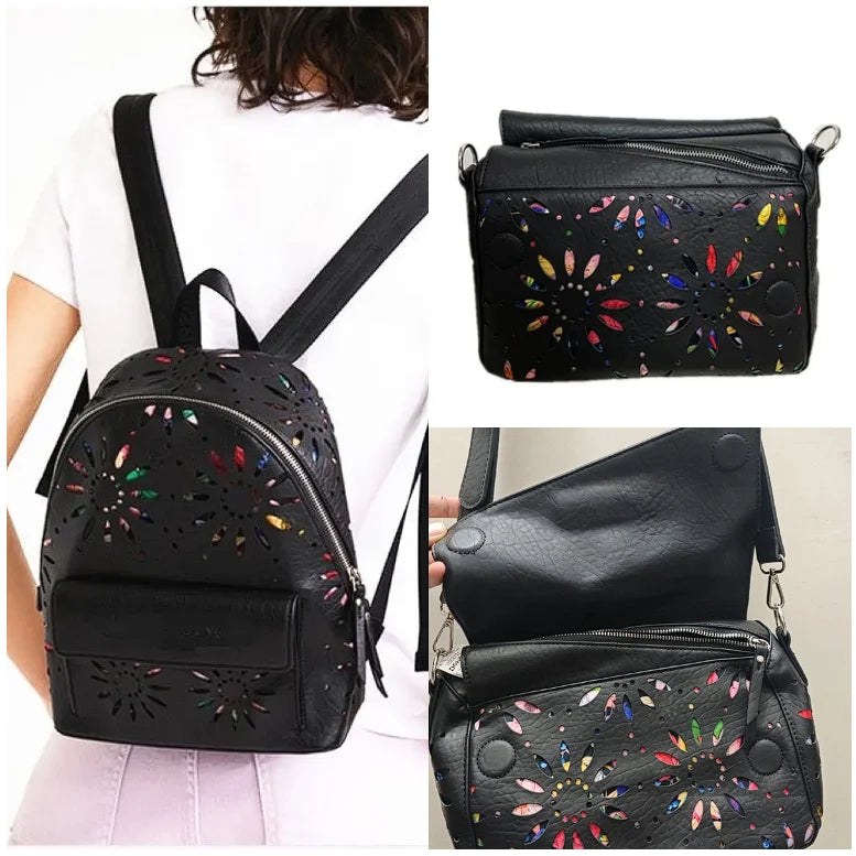 Light Luxury Hollow Flower Designer Backpack