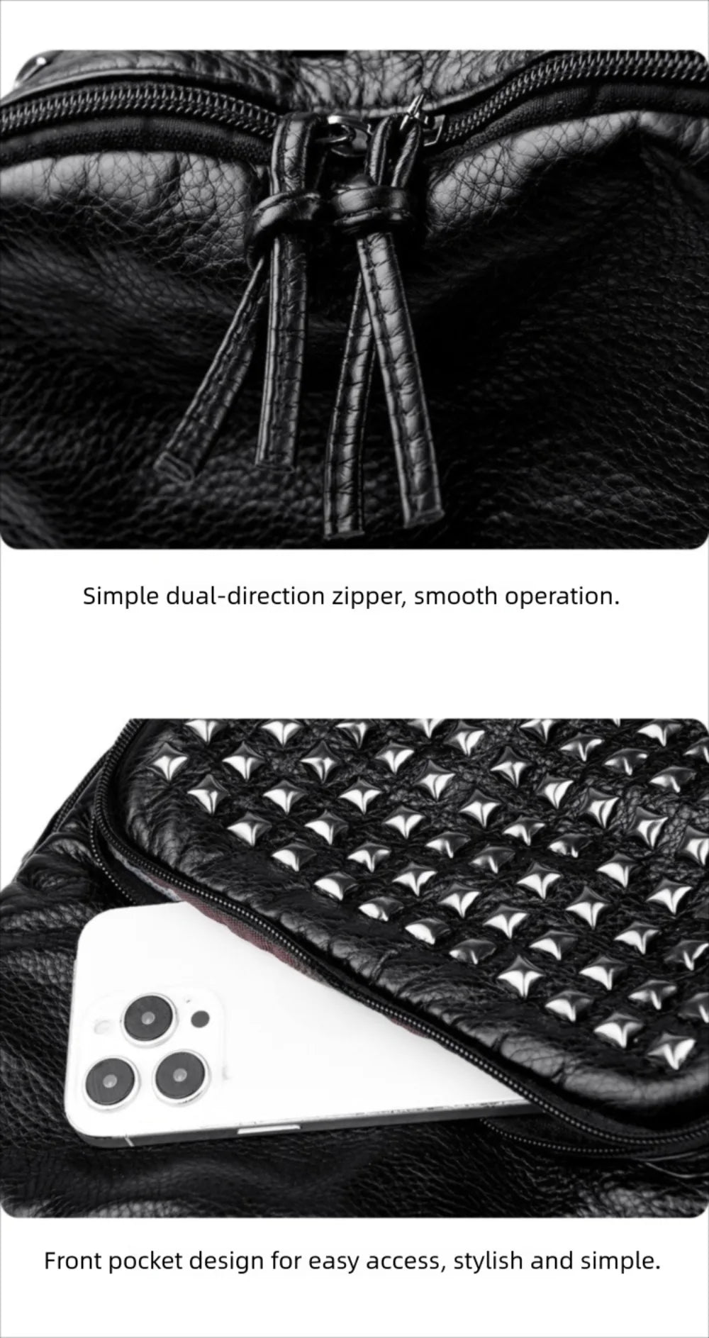 Stylish Rivet Backpack for Men & Women