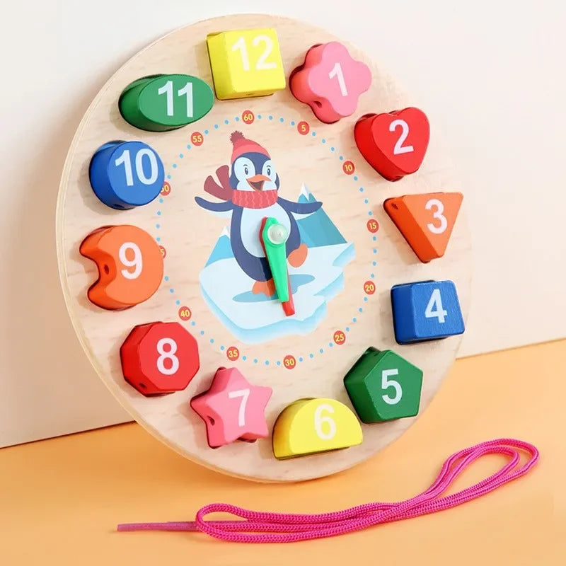 Kids Wooden Clock Learning Toy