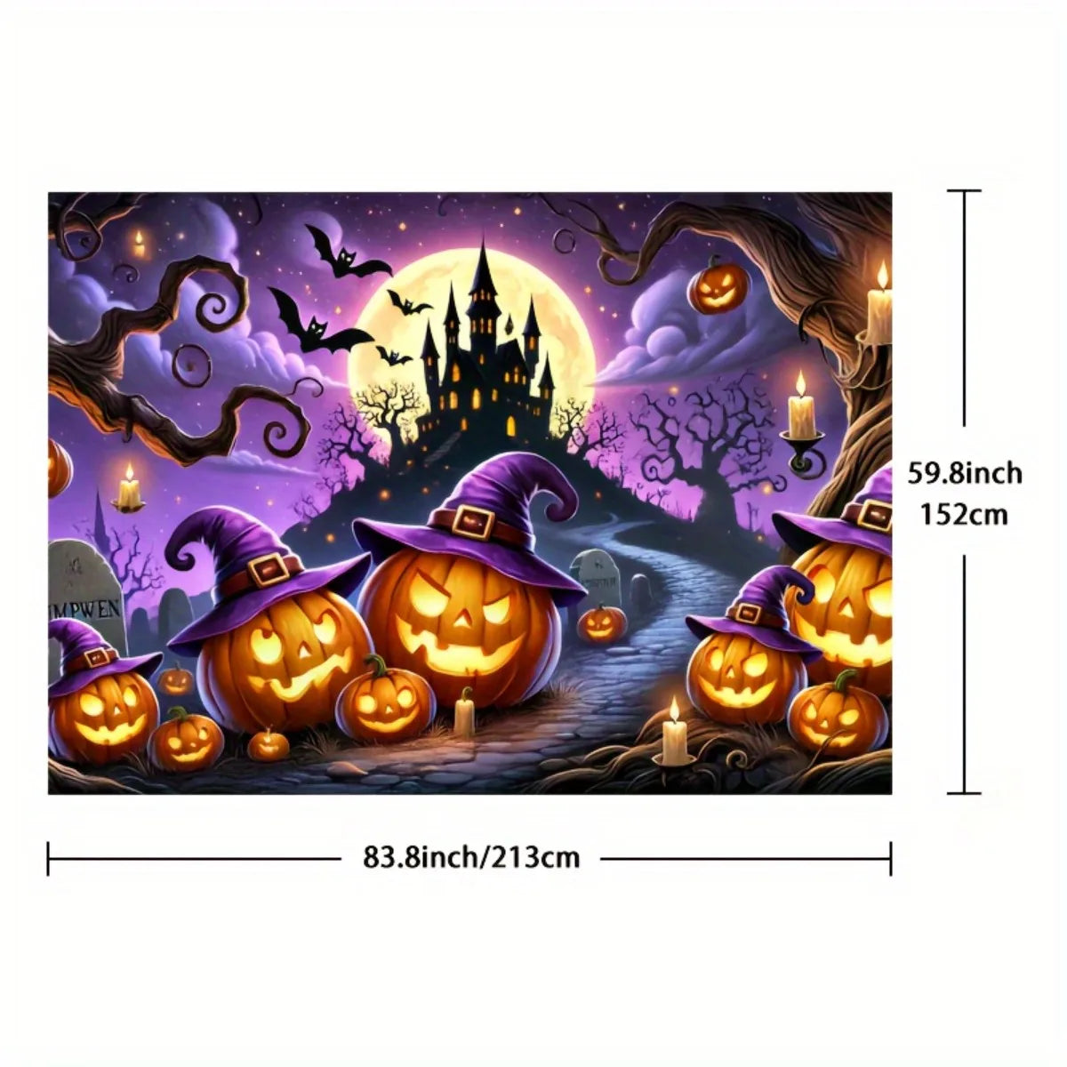 Halloween Pumpkin & Castle Backdrop