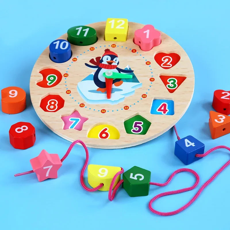Kids Wooden Clock Learning Toy