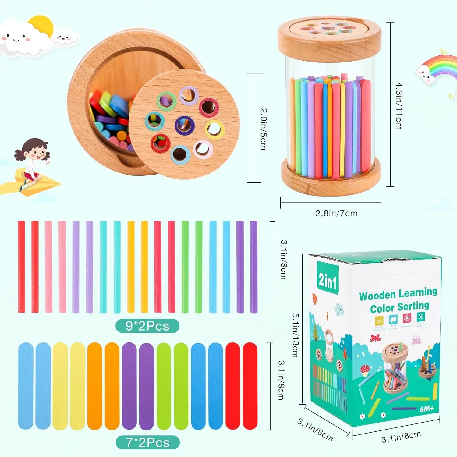 Kids Wooden Color Sorting Toy