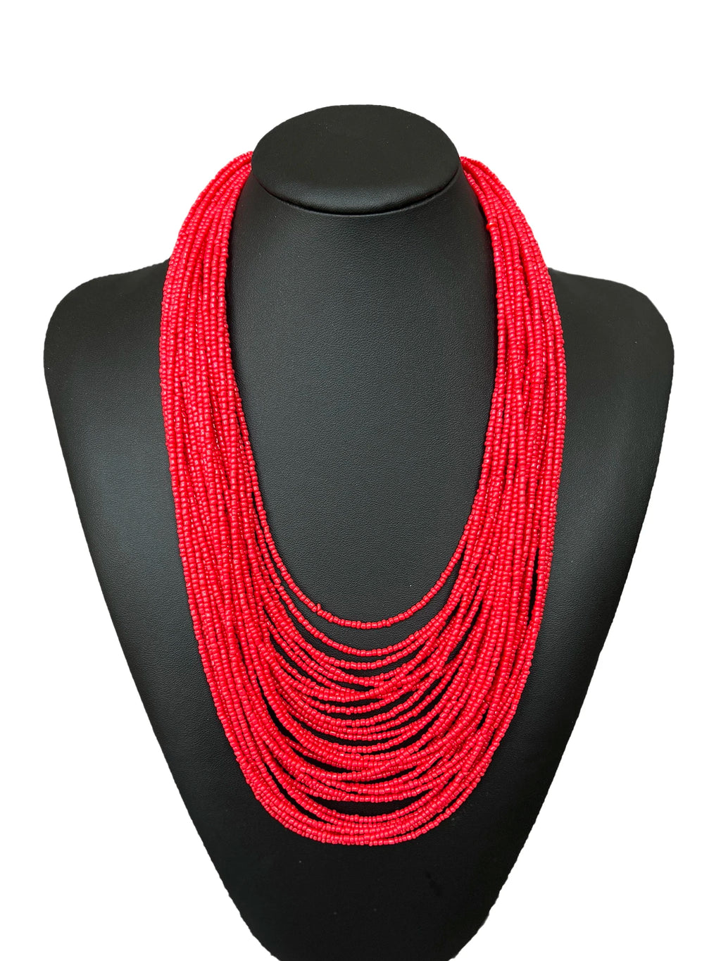 Handmade Red Beaded Boho Necklace