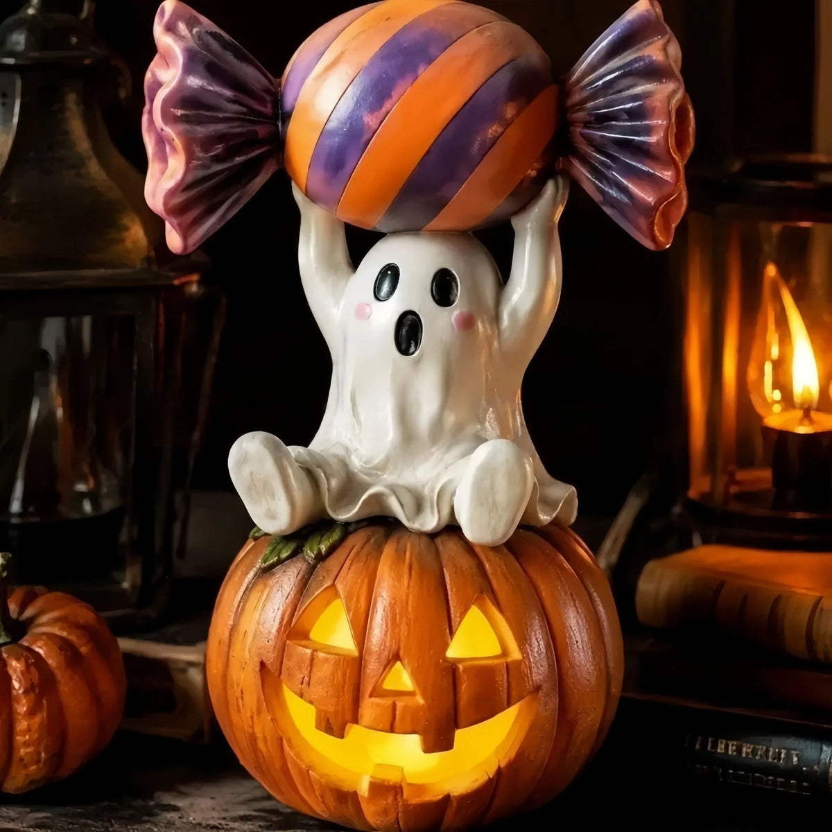 Halloween Ghost & Pumpkin Figurine