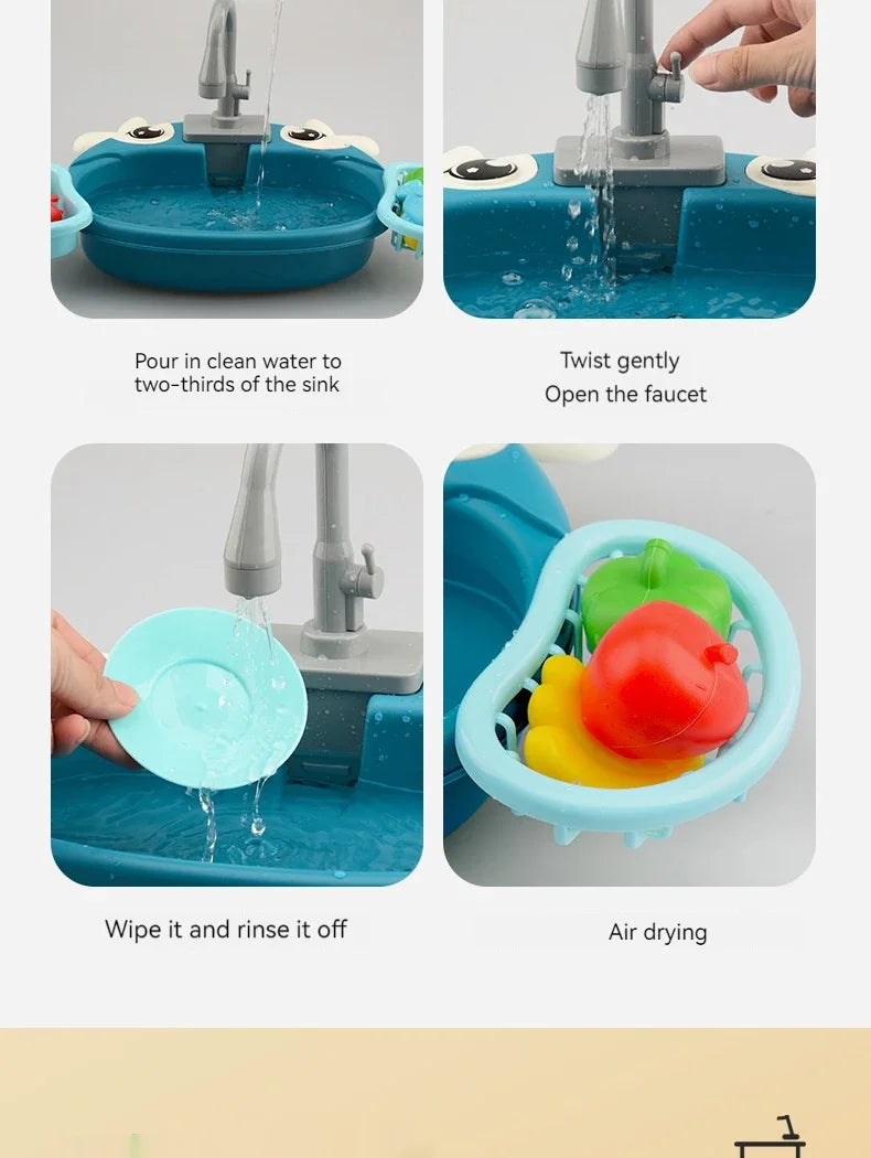 Kids Electric Kitchen Sink Play Set