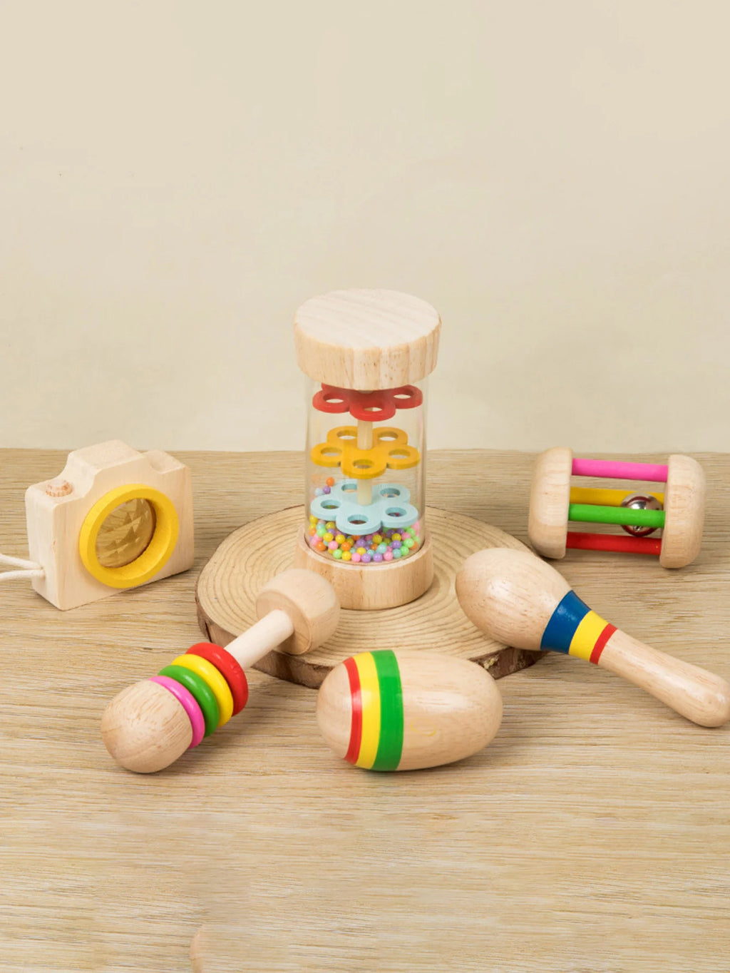 6-Piece Kids Rattle Wooden Musical Toy Set