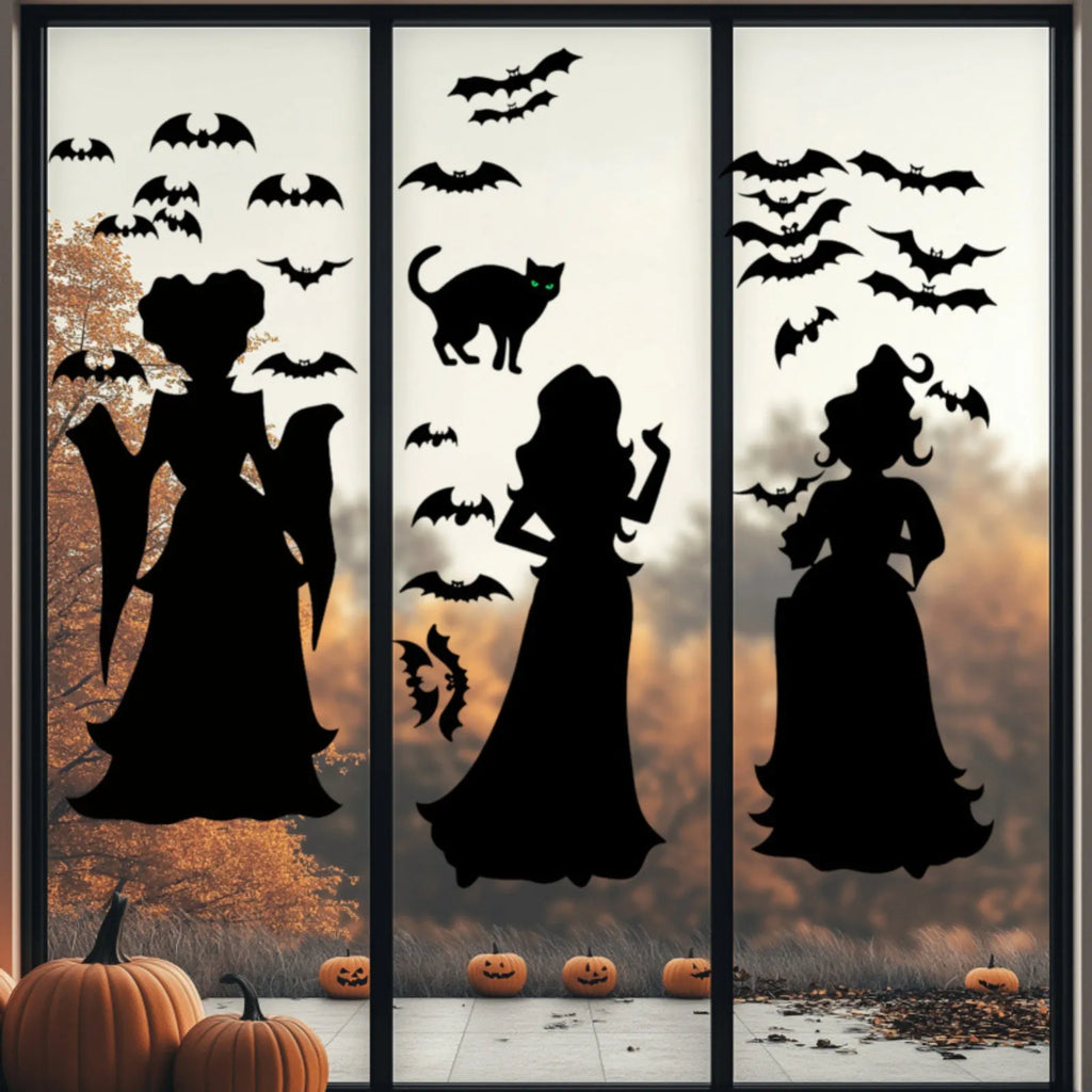 Halloween Witch & Bat Window Decals