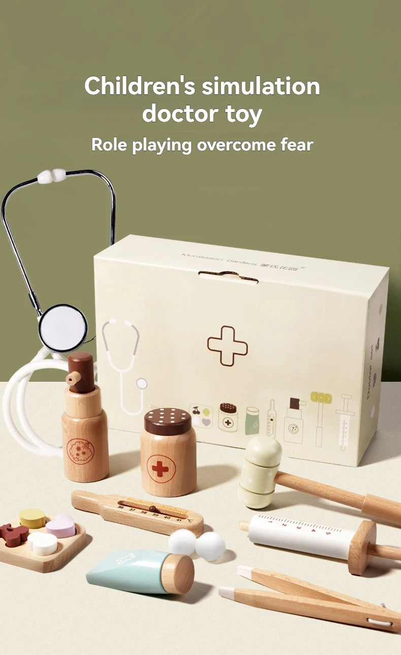 Kids Wooden Doctor Pretend Play Set