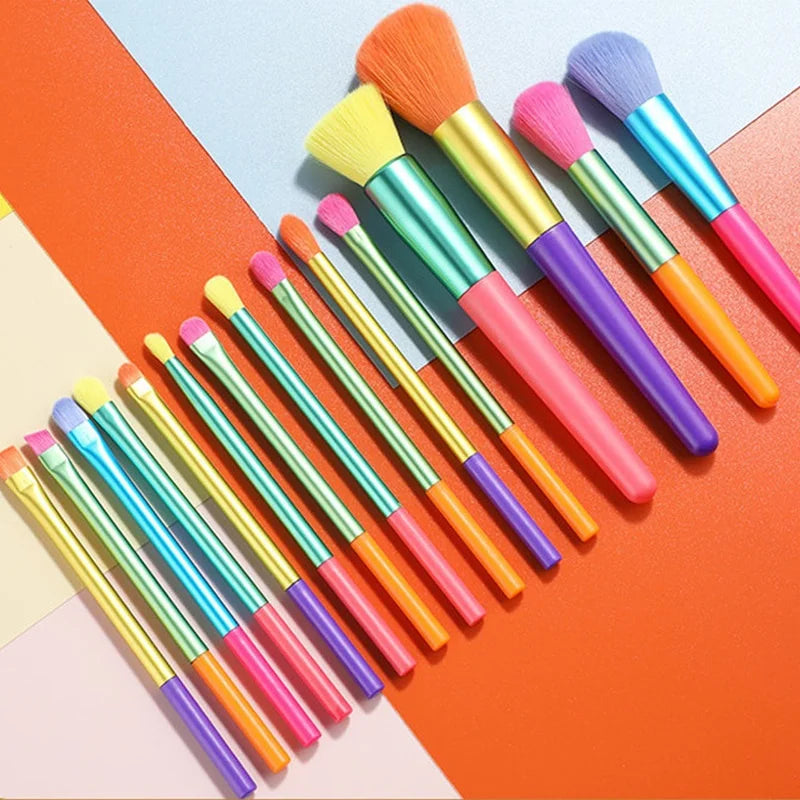 15pcs Makeup Brush Set – Colourful