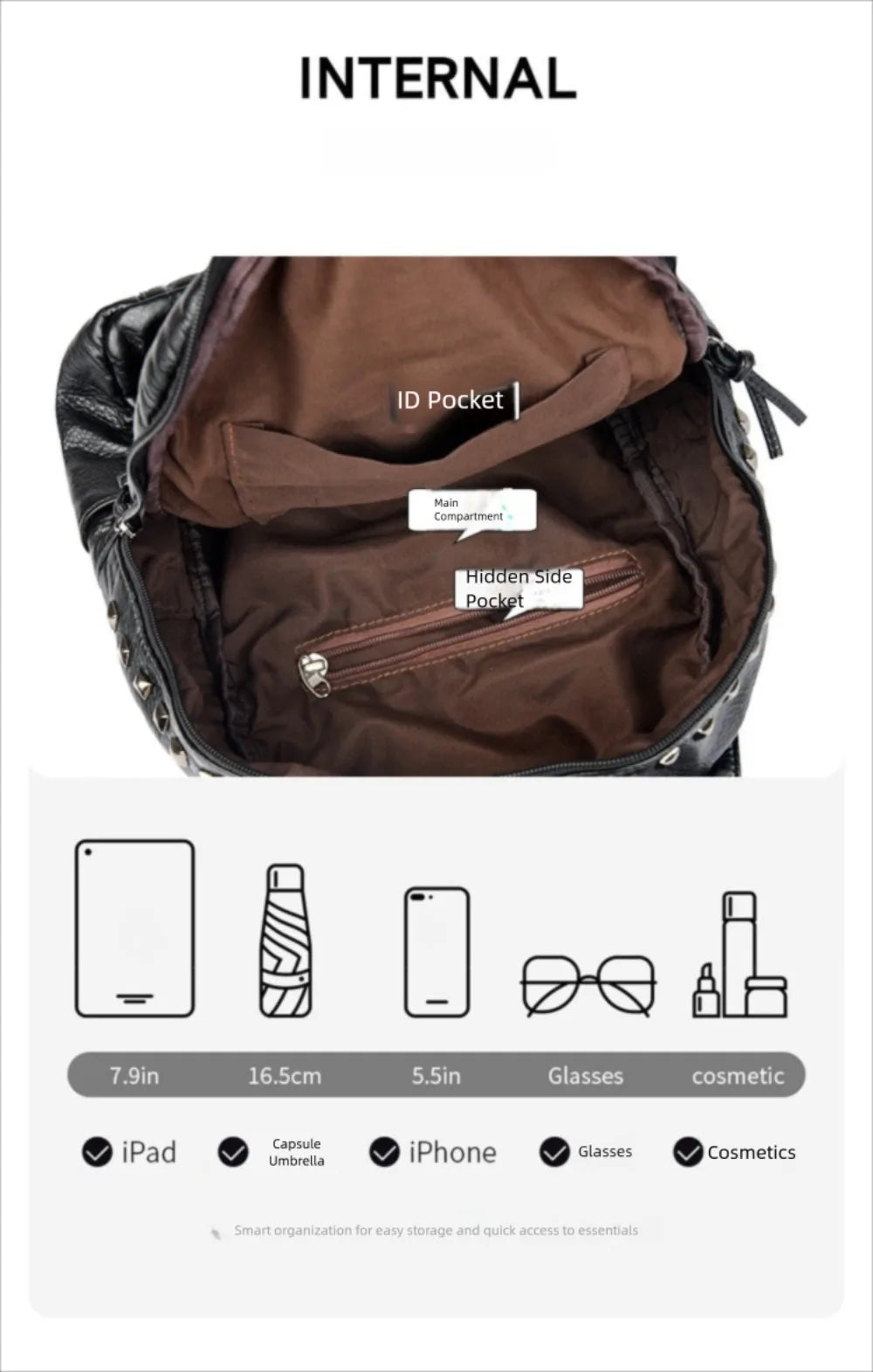 Stylish Rivet Backpack for Men & Women