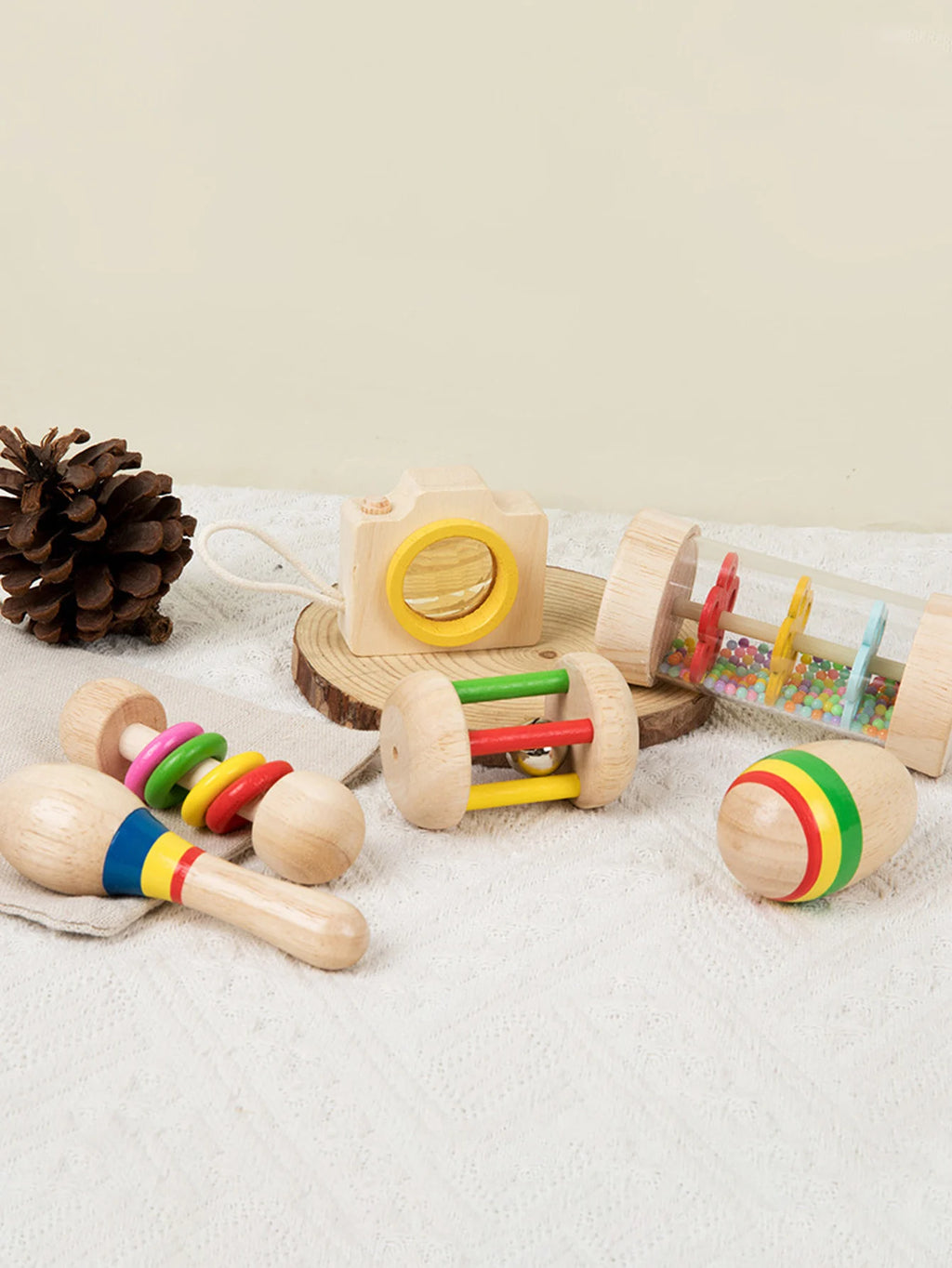 6-Piece Kids Rattle Wooden Musical Toy Set