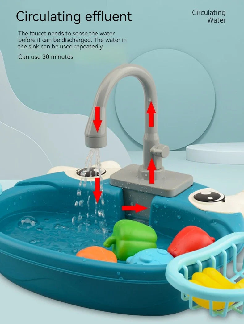 Kids Electric Kitchen Sink Play Set