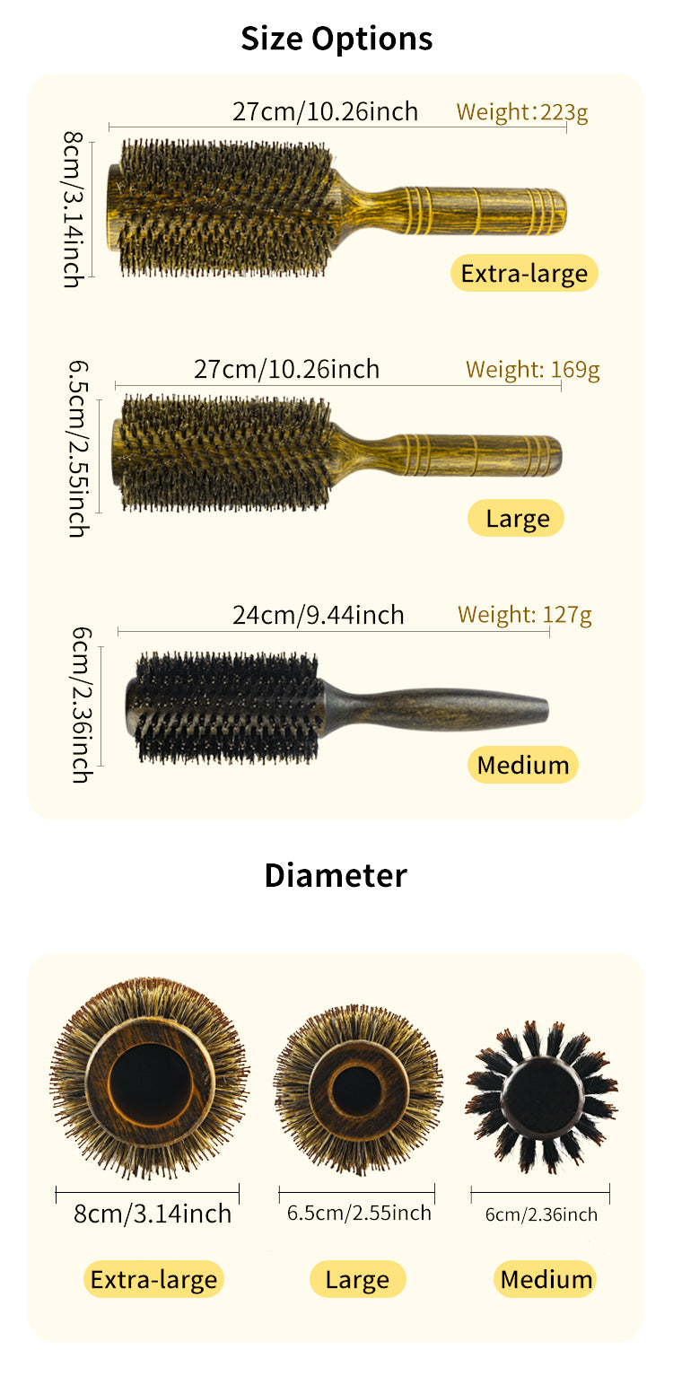 Professional Salon Boar Bristle Round Hair Brush