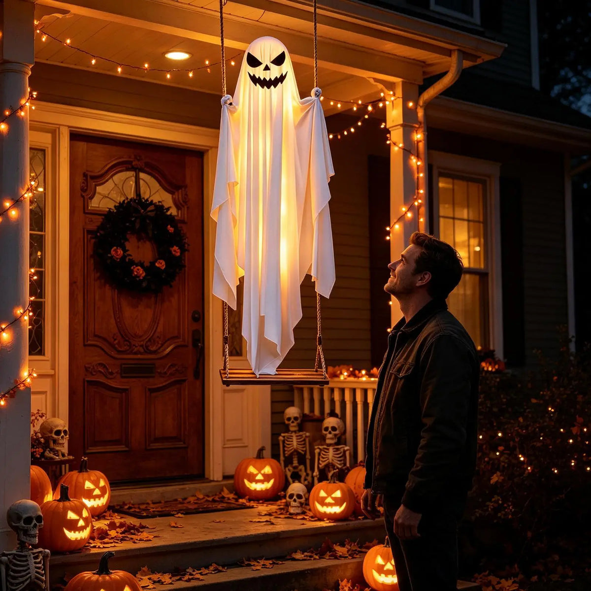 Halloween Light-Up Swinging Ghost