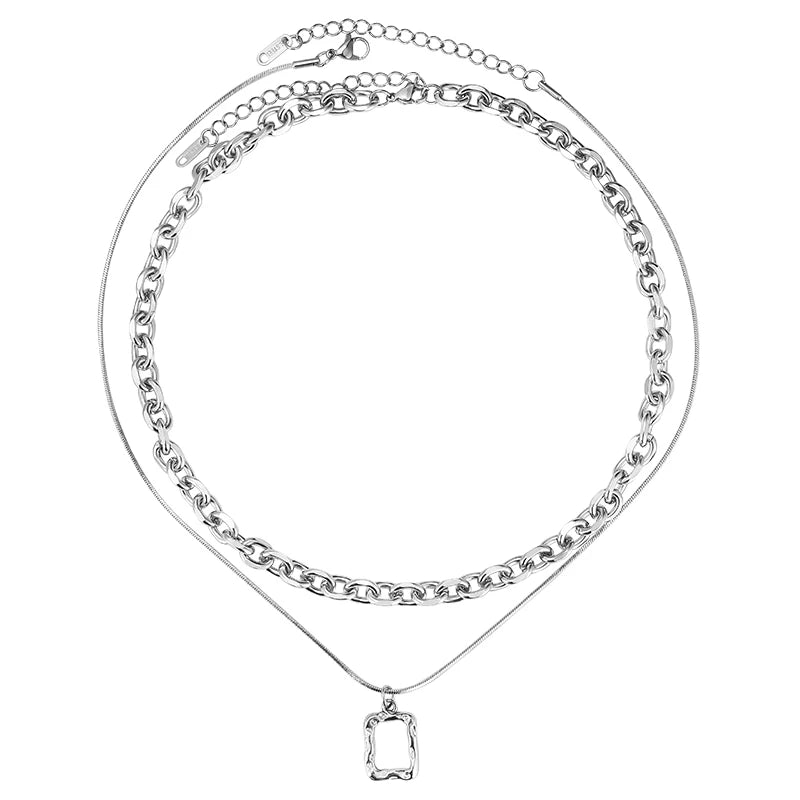 Double Link Layered Chain Necklace