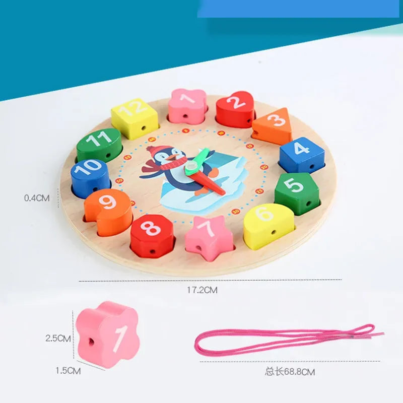 Kids Wooden Clock Learning Toy