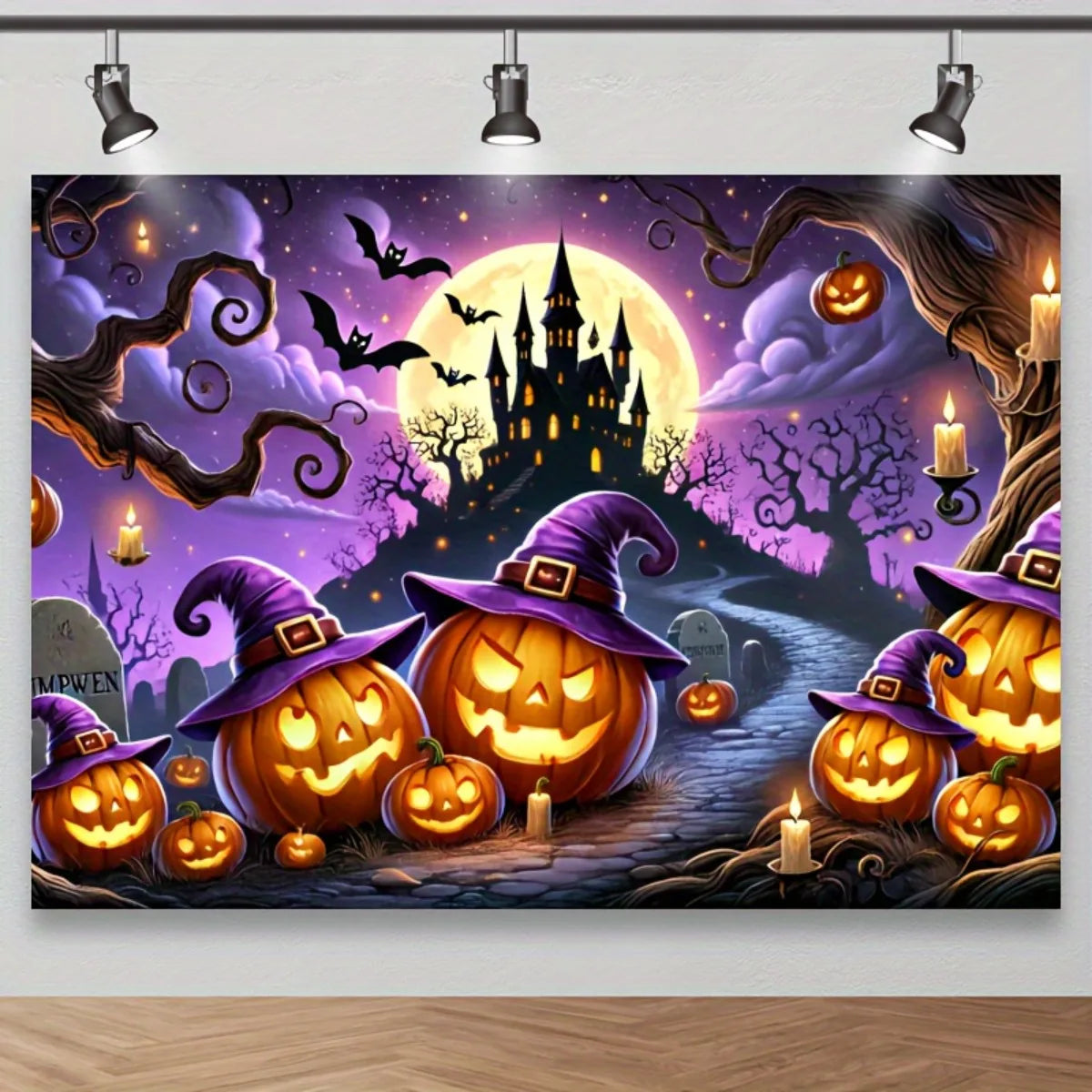 Halloween Pumpkin & Castle Backdrop