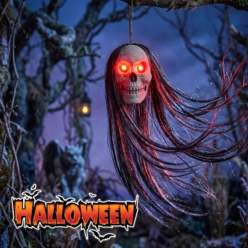Halloween Long-Haired Light-Up Skull