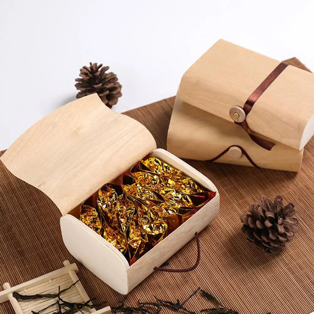 Wood Jewelry Box with Lid & Gold Lock