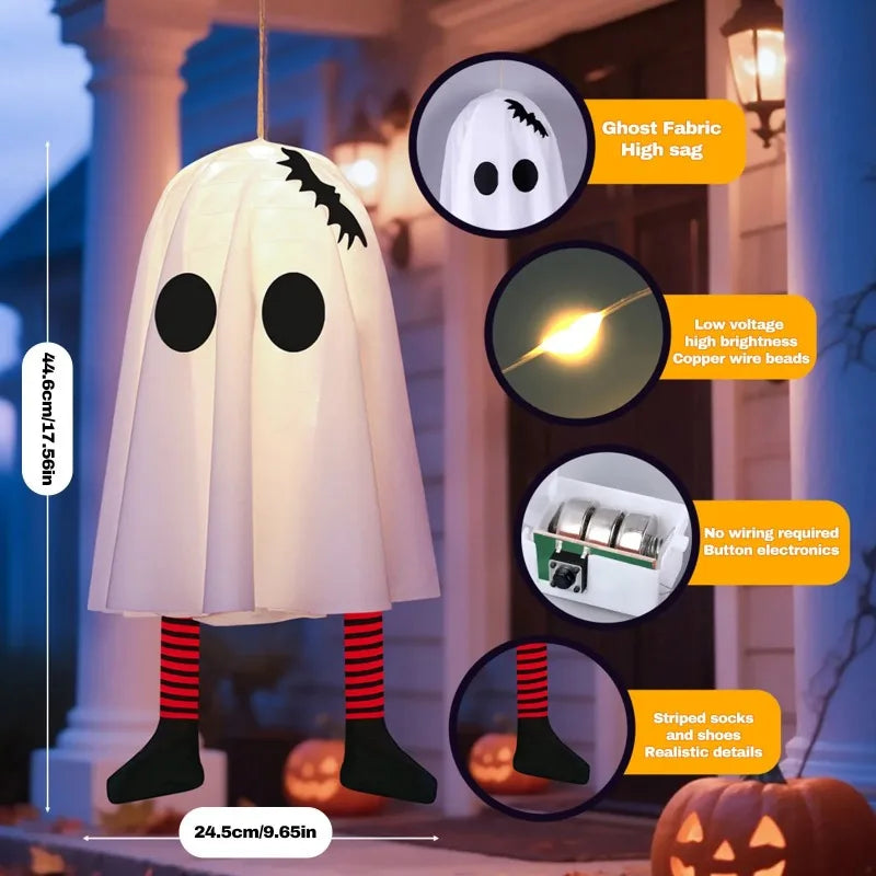 Halloween Light-Up Ghost with Striped Legs