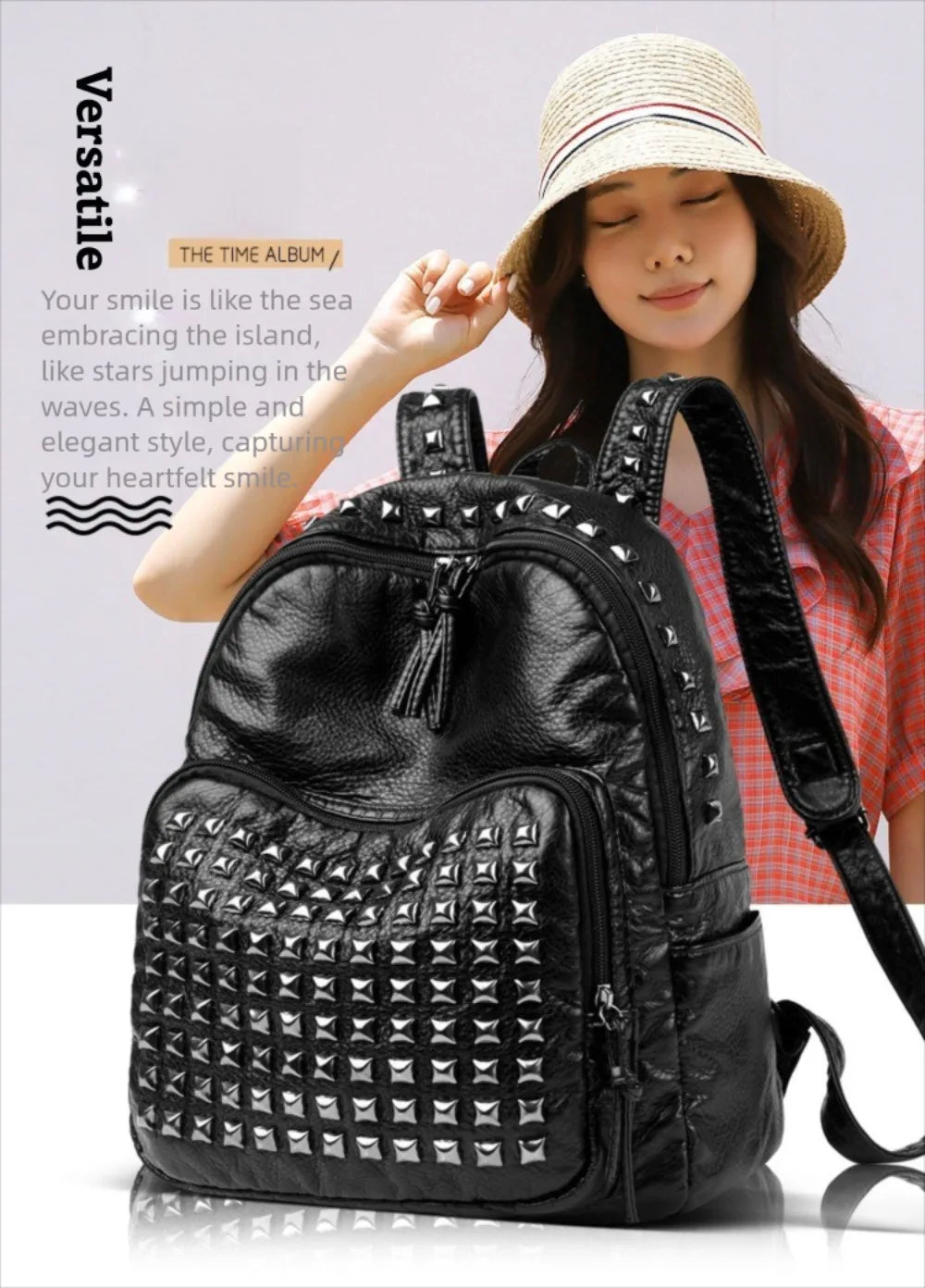 Stylish Rivet Backpack for Men & Women