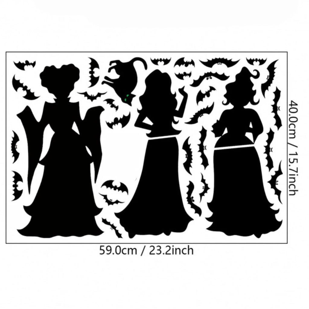 Halloween Witch & Bat Window Decals