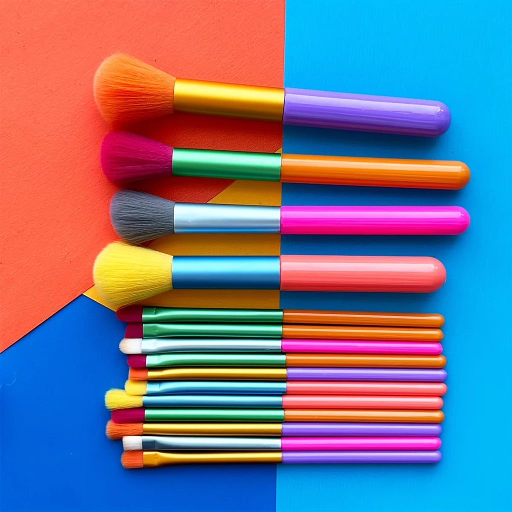 15pcs Makeup Brush Set – Colourful