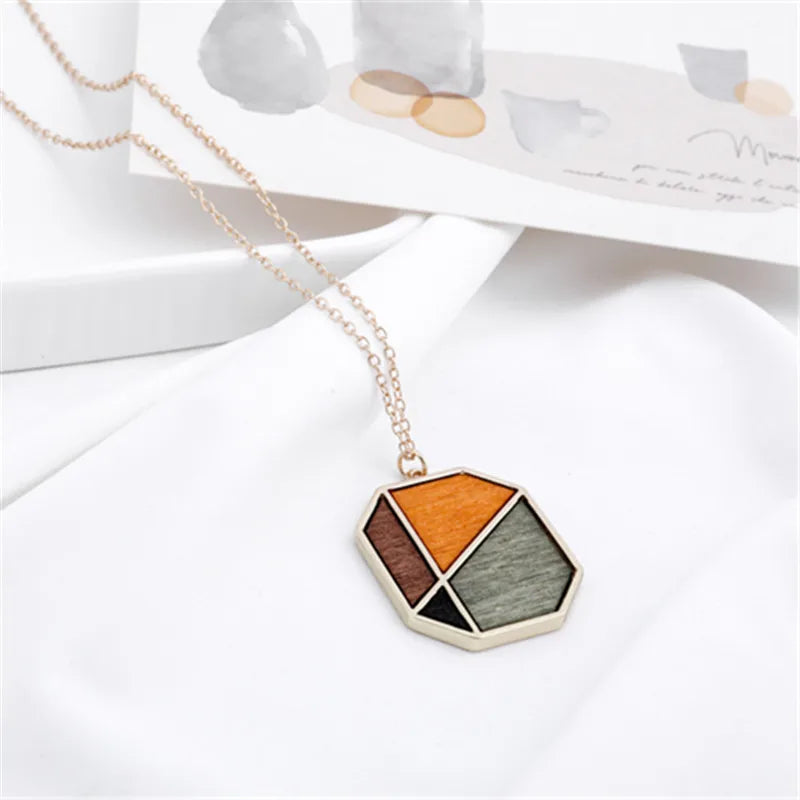 Circular & Square Metal Chain Necklacend, jewelry, gifts