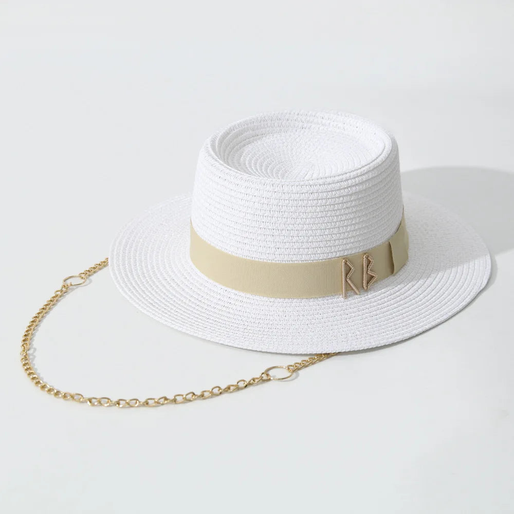 Elegant Ribbon Straw Hat
