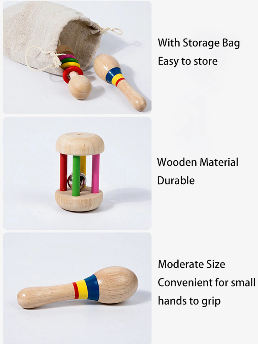 6-Piece Kids Rattle Wooden Musical Toy Set