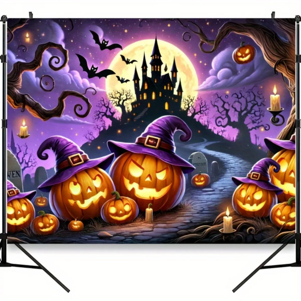 Halloween Pumpkin & Castle Backdrop