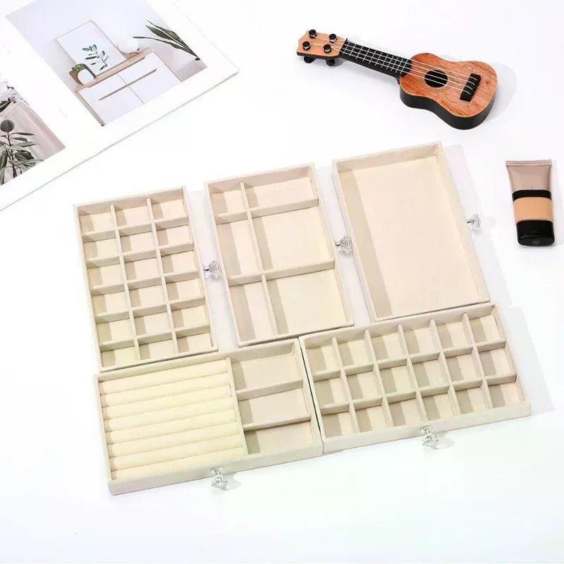 5-Layer Flannel Jewelry Box with Drawer