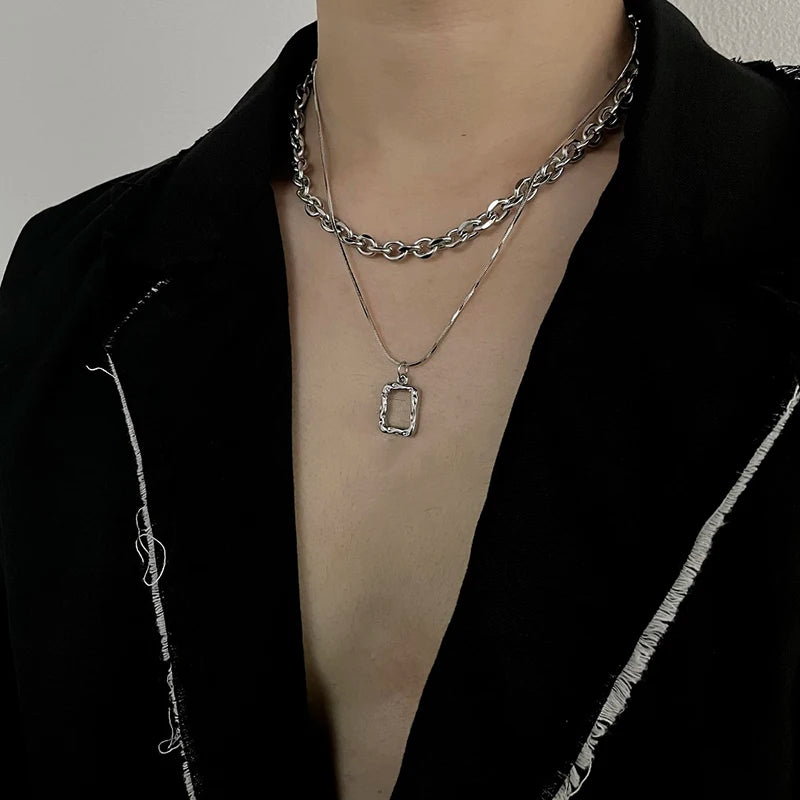 Double Link Layered Chain Necklace
