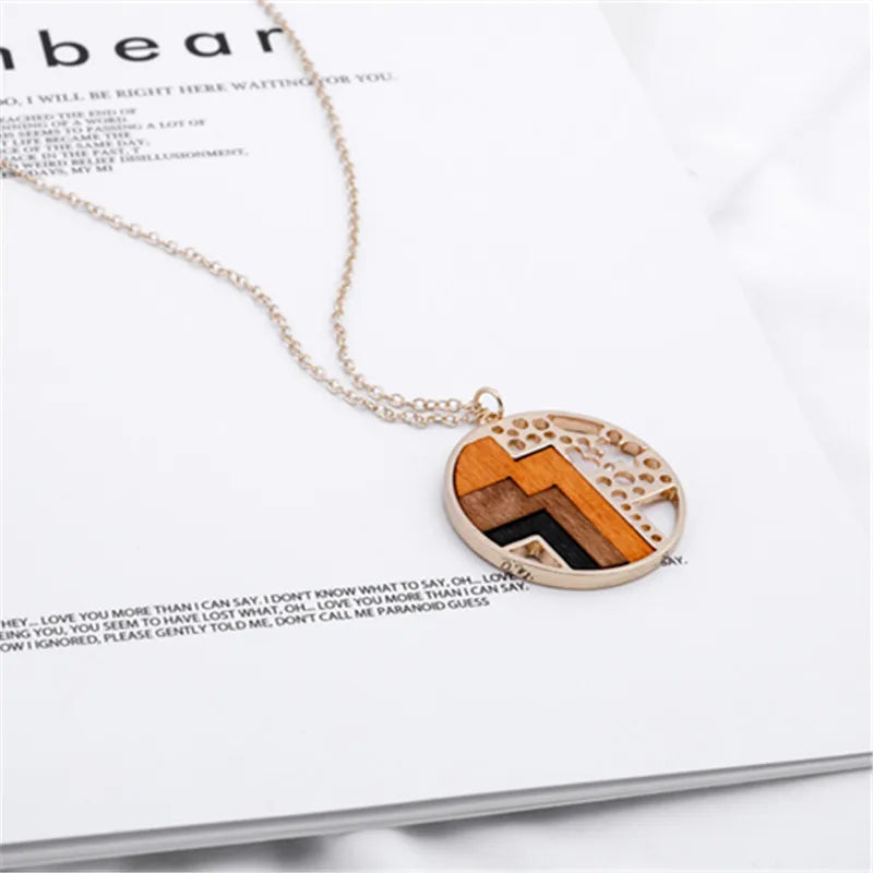 Circular & Square Metal Chain Necklacend, jewelry, gifts