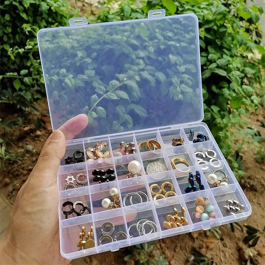 24-Grid Transparent Jewelry Storage Box