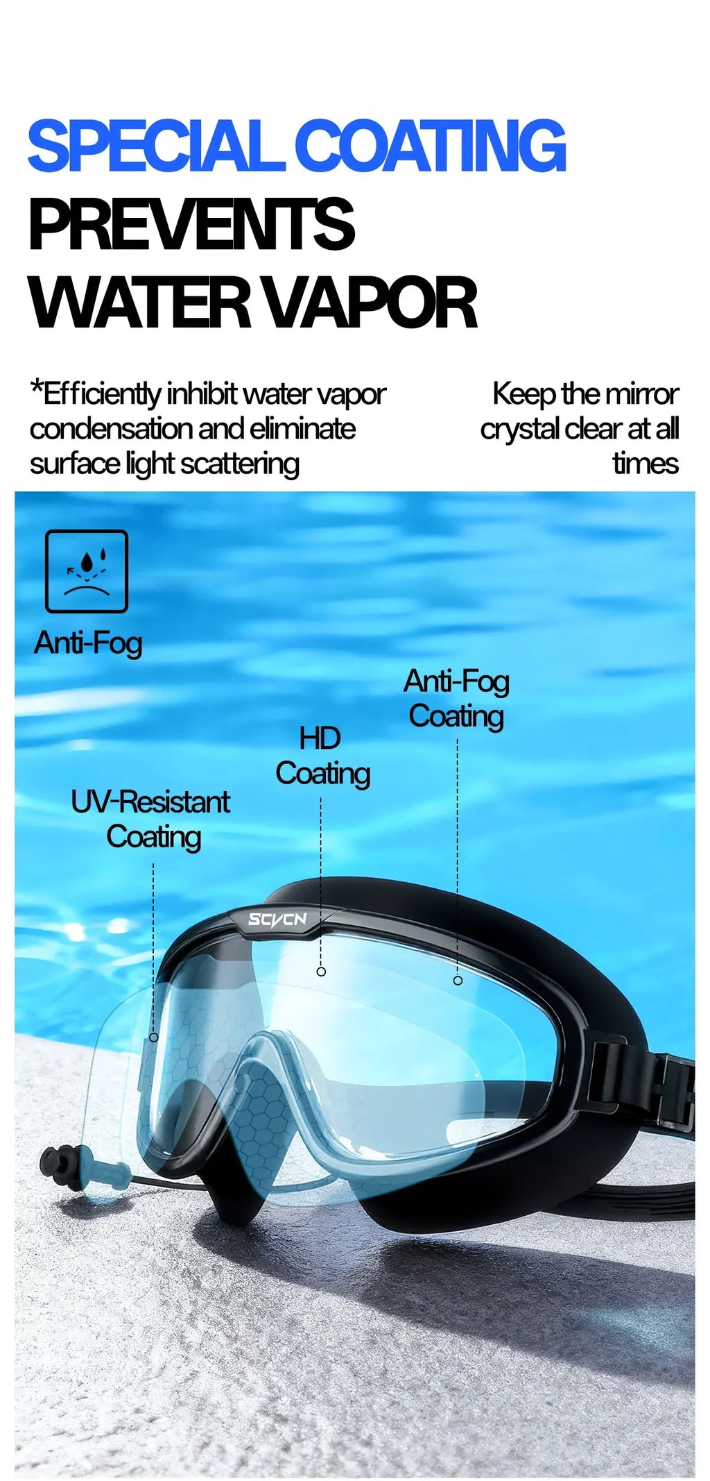 SCVCN Anti-Fog Swimming Goggles
