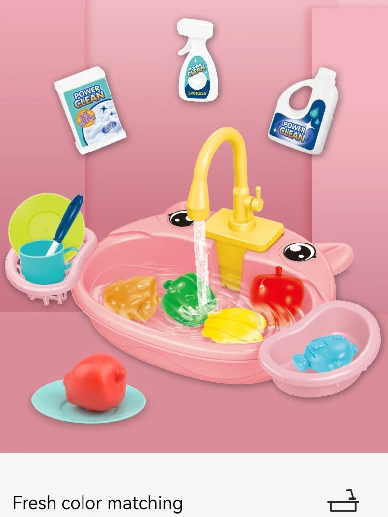 Kids Electric Kitchen Sink Play Set